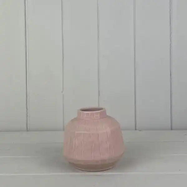 Glazed Pastel Pink Vase (9.5cm) H9.6cm D11cm