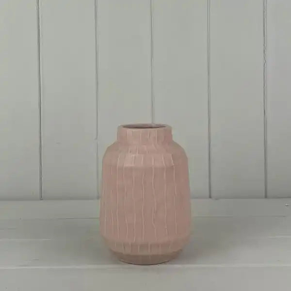 Glazed Pastel Pink Vase (14cm) H14.2cm D10.1cm