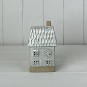 Glazed Ceramic House Ornament with Textured Detail and LED L9.5xD7.5xH15.5cm  Weight-420g