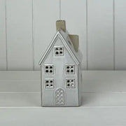 Glazed Ceramic House Ornament with Textured Detail and LED L10xD8xH19.5cm  Weight-578g