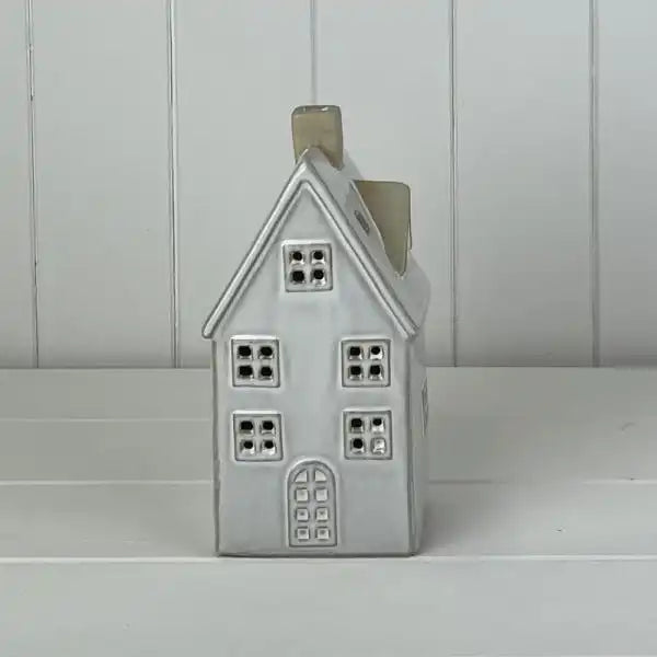 Glazed Ceramic House Ornament with Textured Detail and LED L10xD8xH19.5cm  Weight-578g