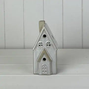 Glazed Ceramic House Ornament with Textured Detail and LED L8xD7xH17  Weight-425g