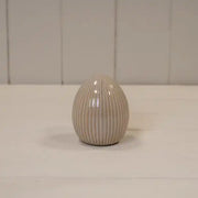 Glazed Ceramic Egg Ornament with Textured Detail L6.6xW6.6xH8cm
