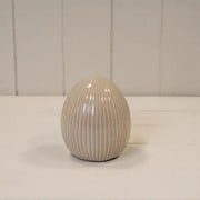 Glazed Ceramic Egg Ornament with Textured Detail L8.7xW8.7xH10.2cm