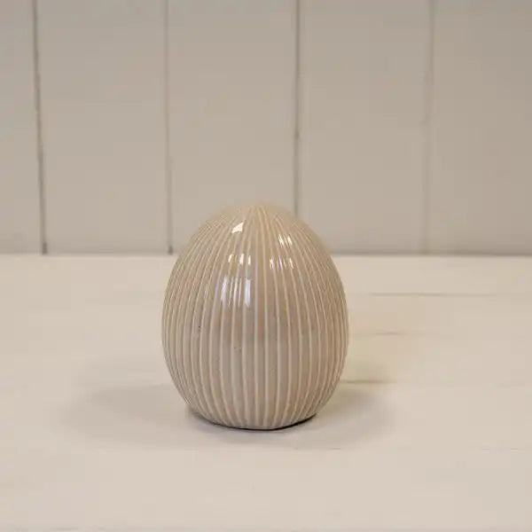 Glazed Ceramic Egg Ornament with Textured Detail L8.7xW8.7xH10.2cm