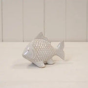 Glazed Ceramic Fish Ornament with Textured Detail L13.4xW6.2xH10cm