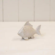 Glazed Ceramic Fish Ornament with Textured Detail L10xW4xH7.5cm