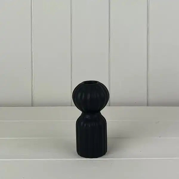 Black Ceramic Candle Holder L6.5xD6.5xH12cm  Weight-246g