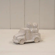 Glazed Ceramic Car Carrying Eggs Ornament with Textured Detail L13.3xW6.4xH9.4cm
