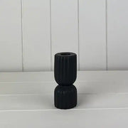 Black Ribbed Rectangle Ceramic Candle Holder