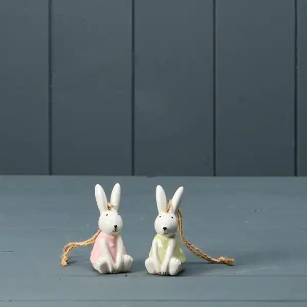 Mixed Pink and Green Rabbits H7.5 W4.3 D3.4