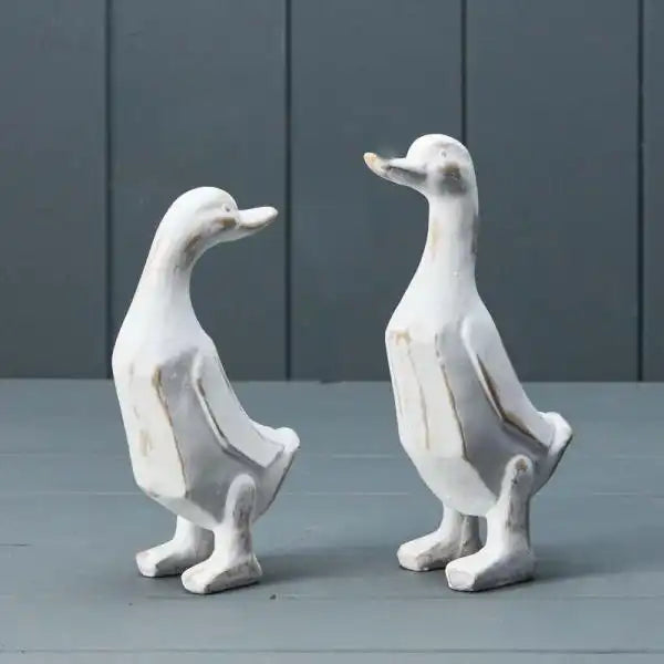 Mixed Whitewashed Wooden Ducks H18.7 W10 D6.4
