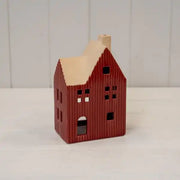 Large Red Ceramic House Tealight Holder