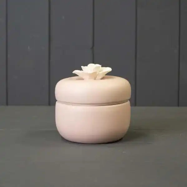 Floral Ceramic Pot With Lid D10.5cm H10cm