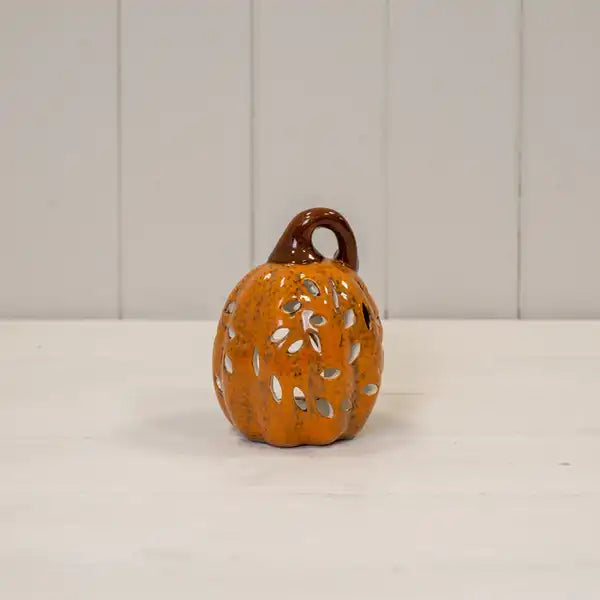 Brown Ceramic Pumpkin Tealight L9xW8.5xH12cm