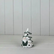 Green/White Ceramic Tree with Santa and Snowman Decoration with LED L9.6xD5.8xH13.6cm  Weight-177g
