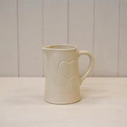 Cream Debossed Heart Jug TD10.5x8.5cm H15.3cm B10.5cm