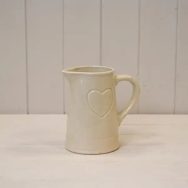 Cream Debossed Heart Jug TD10.5x8.5cm H15.3cm B10.5cm