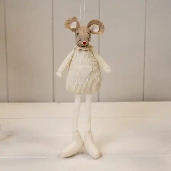 Cream Fabric Sittiing / Hanging Mouse