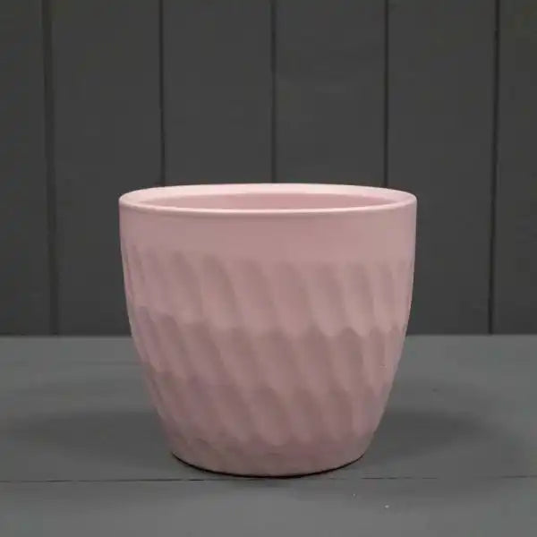 (305 15 186) Matt Rose Griebling Ceramic Carve Pot D15cm