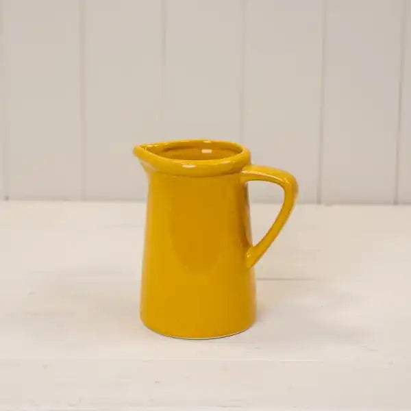 Medium Burnt Yellow Ceramic Jug TD8cm H14cm B11.5cm