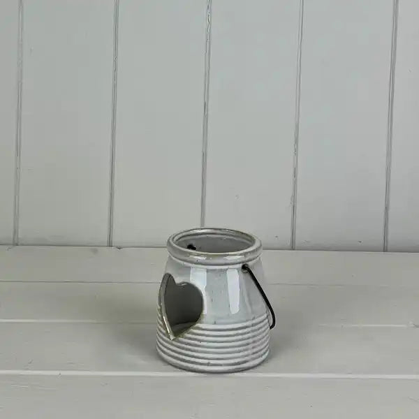 Ceramic Tealight Holder with Heart Cut Out L8xW7.8xW7.8cm Weight-234g