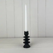 Medium Black Ceramic Candle Holder