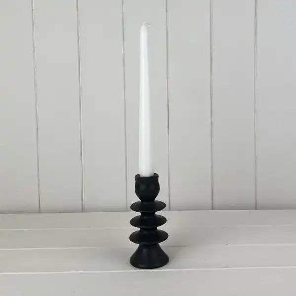 Medium Black Ceramic Candle Holder
