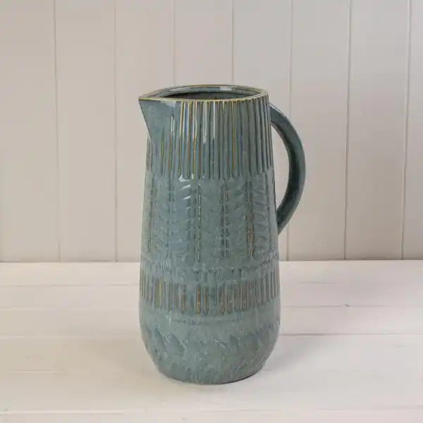 Blue Ceramic Jug (31.5cm) T15 x 13 x H31.5cm