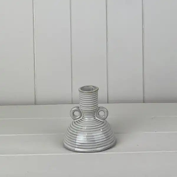 Glazed Ceramic Candle Holder with Textured Detail L9.8xD9.8xH10cm  Weight-248g