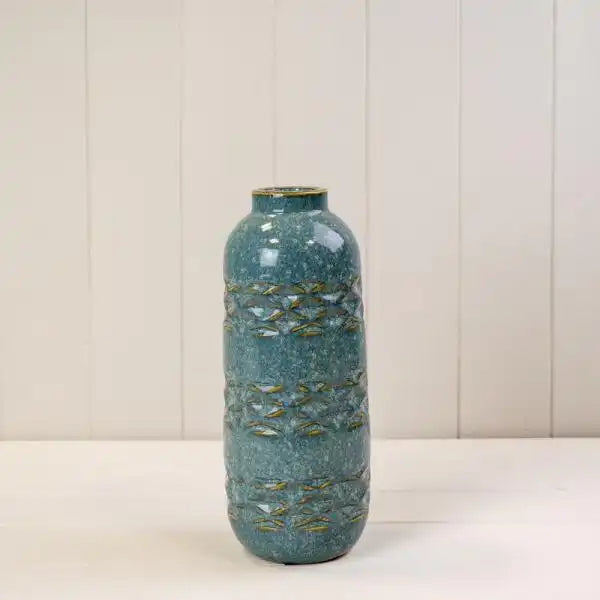 Blue Ceramic Vase TD(ext)5/(int)4cm BD10 x H25.5cm