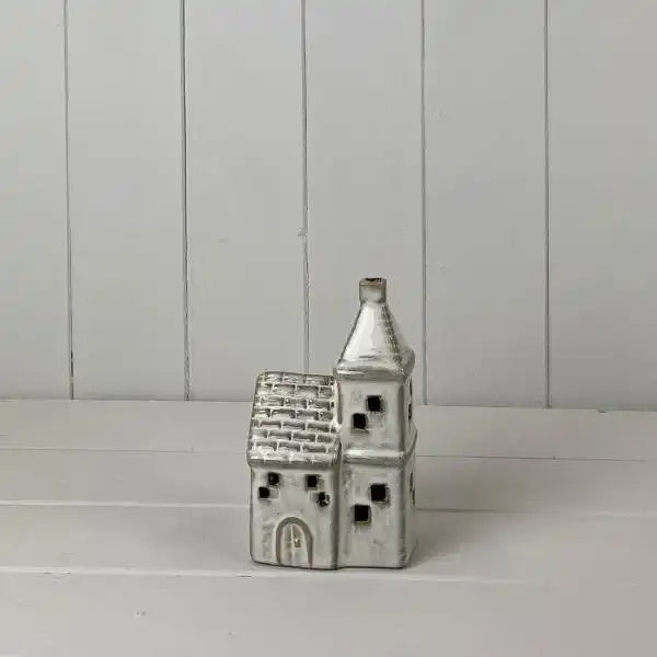 Beige Mottle Ceramic Church Decoration with LED L8.5xD6.5xH15cm  Weight-326g