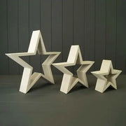 Set of Three Wooden Stars L31cm M23cm S15.5cm