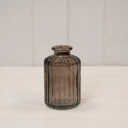Warm Grey Ribbed Glass Bottle
