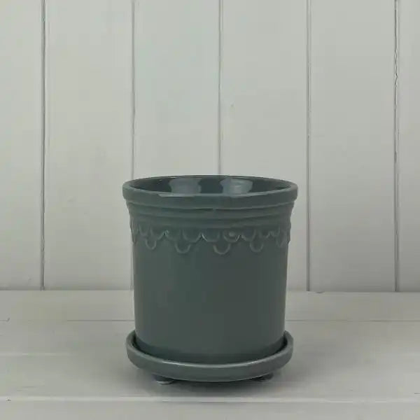 Grey Saucer Pot TD13cm H11.5cm  Weight-558g