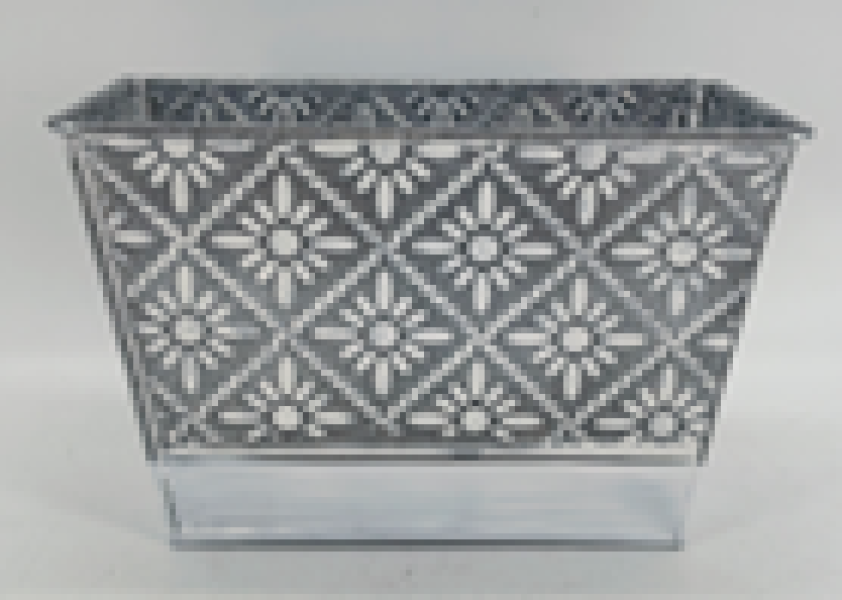 Small Zinc Rectangle Tapered Floral Trough TD18x10cm H12cm B14x6cm No Drainage