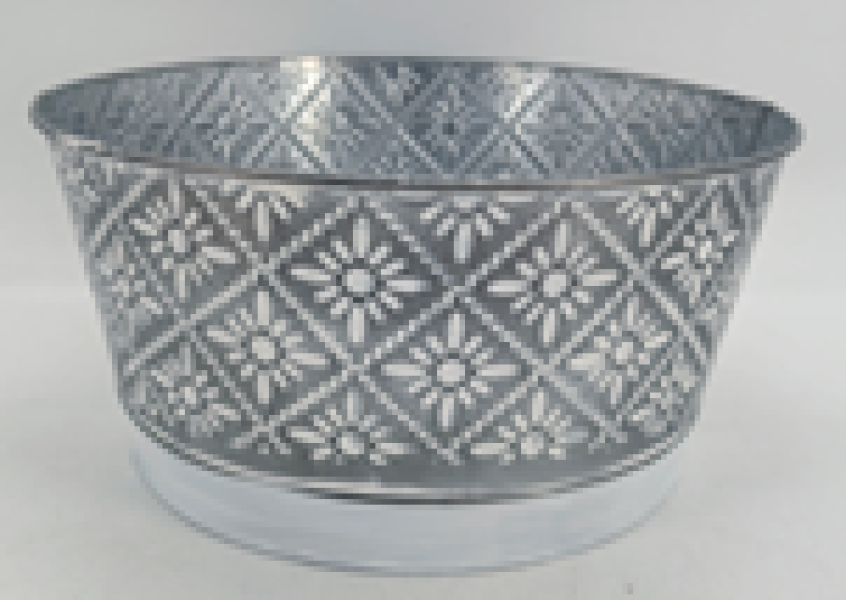 Large Zinc Round Tapered Floral Bowl TD24cm H12cm B19cm No Drainage