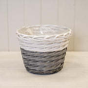 23cm Two Tone White/Grey Willow Planter