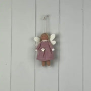 Pink Fabric Hanging Angel with Heart (12cm)