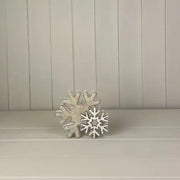 Small Whitewashed Wooden Snowflake