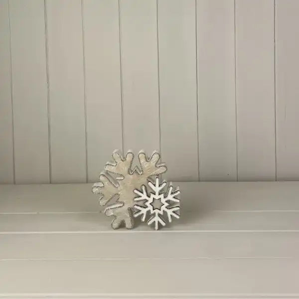 Small Whitewashed Wooden Snowflake