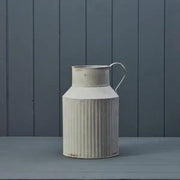 Vintage White Ribbed Zinc Jug H26 x Base 16 x Diameter 10cm