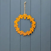 Small Metal Autumnal Leaf Wreath in Orange