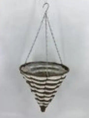 30cm PP Rattan White/Brown Cone Hanging Basket TD30cm H35cm