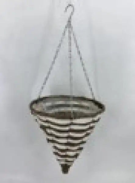35cm PP Rattan White/Brown Cone Hanging Basket TD35cm H38cm