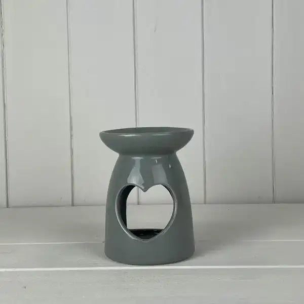 Grey Heart Ceramic Wax/Oil Burner H11.5cm x D9cm