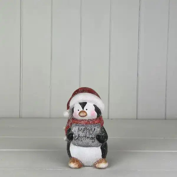Penguin With Merry Christmas Sign  size L8.5xW8 xH14  Weight-26g
