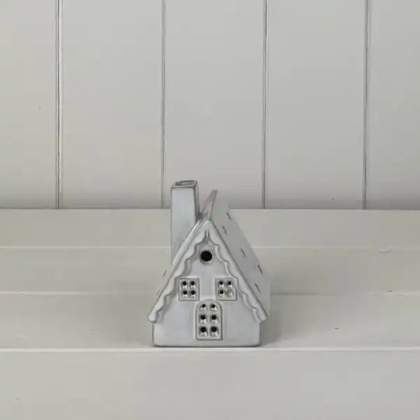 White Ceramic House Ornament with LED L7.1xD6xH8.9cm  Weight-193g