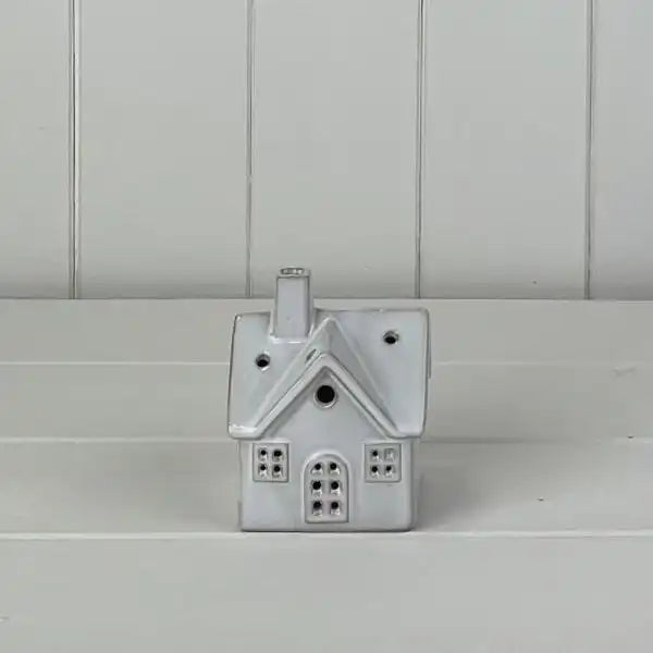 White Ceramic House Ornament with LED L6.8xD6.1xH8.3cm  Weight-202g