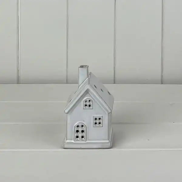 White Ceramic House Ornament with LED L6.2xD5.4xH9.5cm  Weight-197g